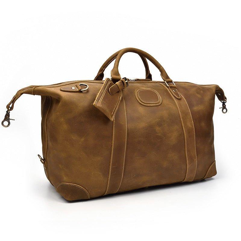 Men Leather Weekender Bag with Laptop Compartment