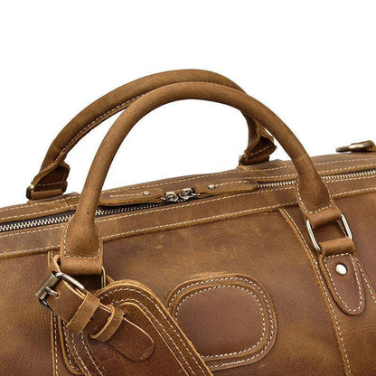 Men Leather Weekender Bag with Laptop Compartment