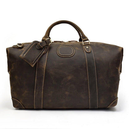 Men Leather Weekender Bag with Laptop Compartment