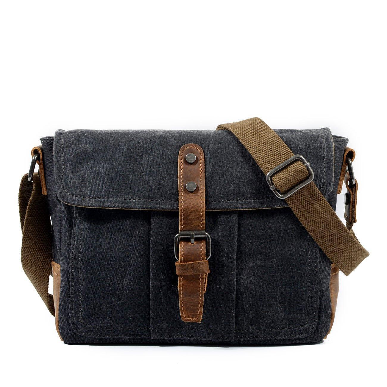 Vintage Waxed Canvas Crossbody Messenger Bag Small