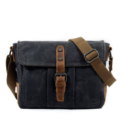 Vintage Waxed Canvas Crossbody Messenger Bag Small