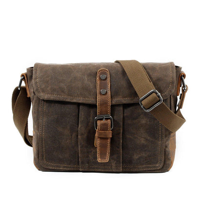 Vintage Waxed Canvas Crossbody Messenger Bag Small