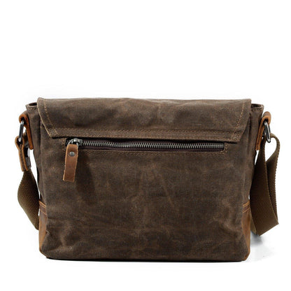 Vintage Waxed Canvas Crossbody Messenger Bag Small