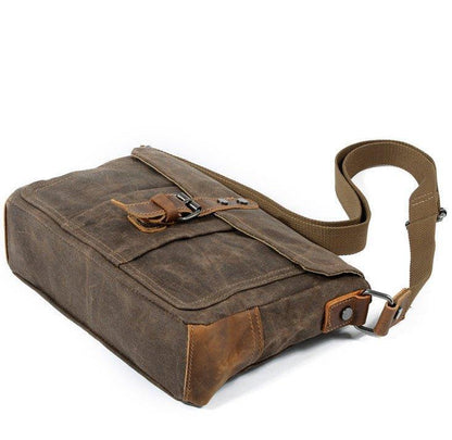 Vintage Waxed Canvas Crossbody Messenger Bag Small