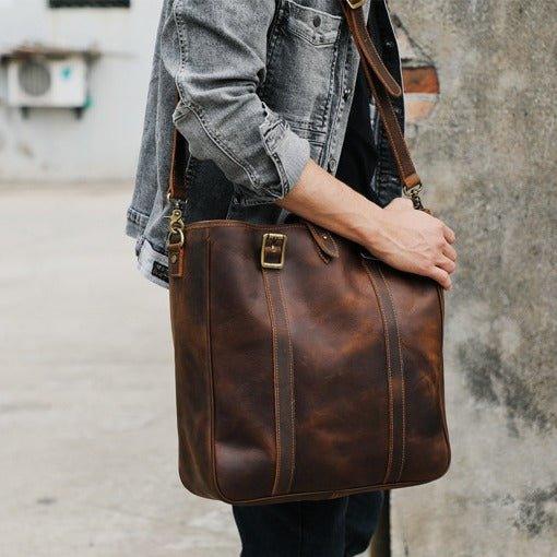 Woosir Men Tote Bag with Leather Strap