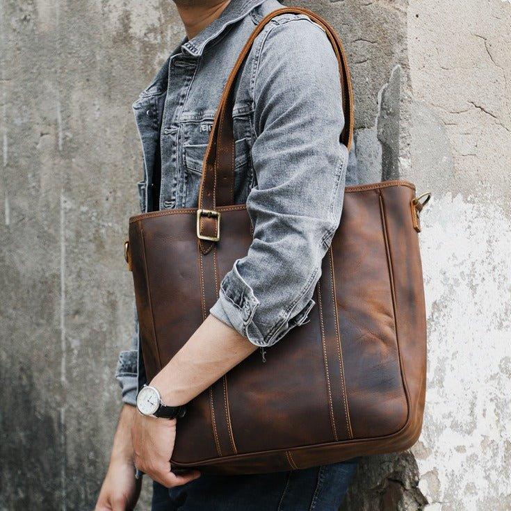 Woosir Men Tote Bag with Leather Strap