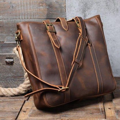 Woosir Men Tote Bag with Leather Strap