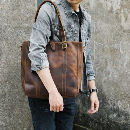 Woosir Men Tote Bag with Leather Strap