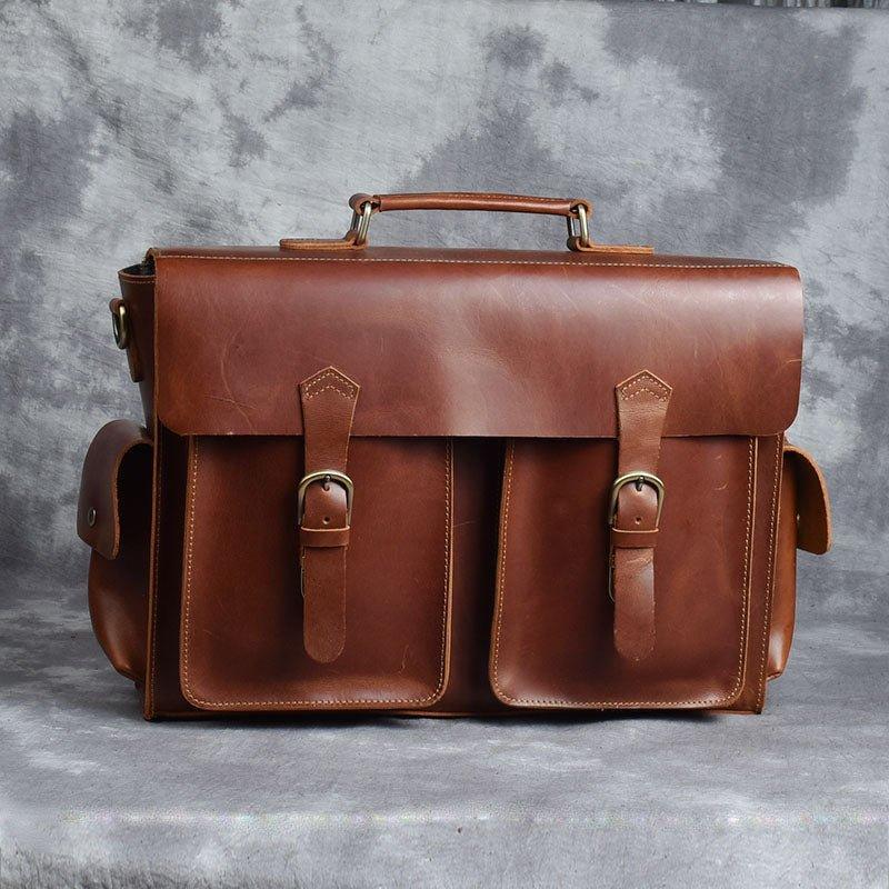 Woosir Mens Attache Case Leather 14" 15.6"