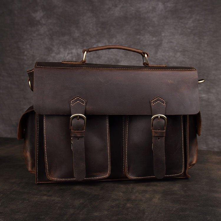 Woosir Mens Attache Case Leather 14" 15.6"