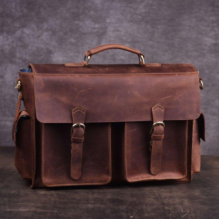 Woosir Mens Attache Case Leather 14" 15.6"