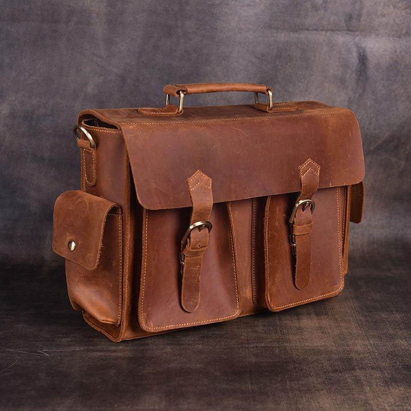 Woosir Mens Attache Case Leather 14" 15.6"