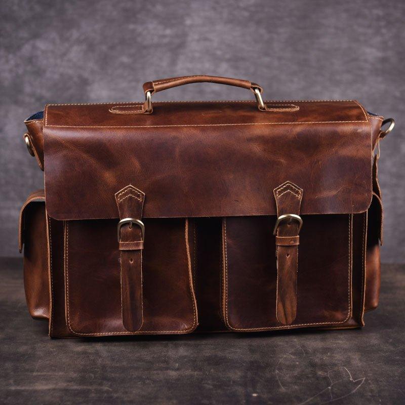 Woosir Mens Attache Case Leather 14" 15.6"