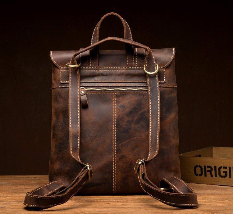 Mens Leather Backpack for College