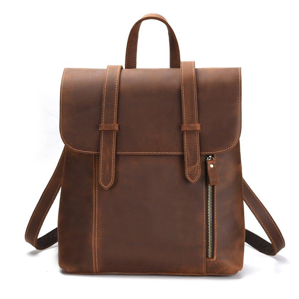 Mens Leather Backpack for College