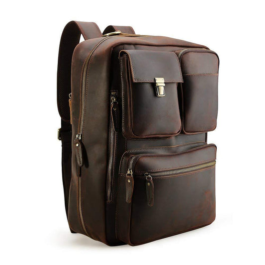 Convertible Leather Backpack Briefcase for 15.6" Laptop