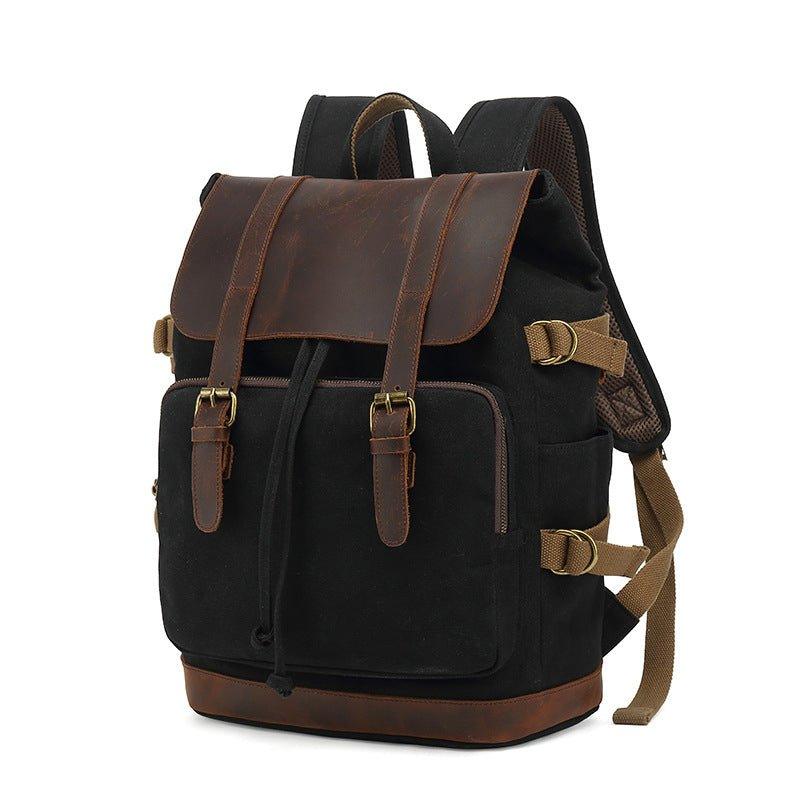 Vintage Leather and Canvas Backpack Rucksack