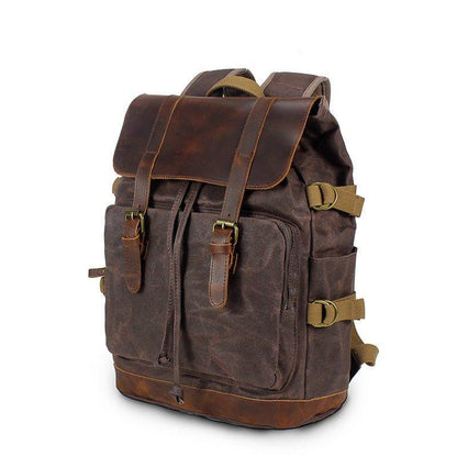 Vintage Leather and Canvas Backpack Rucksack