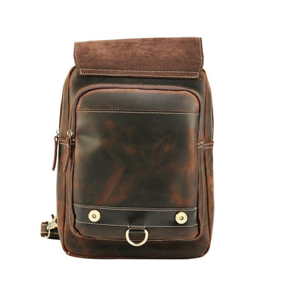 Mens Small Convertible Leather Backpack Vintage