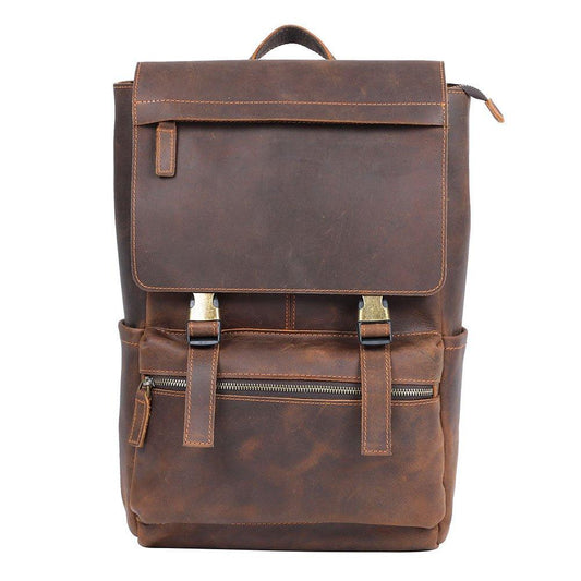 Woosir Mens Cowhide Leather Backpack for 15.6" Laptop