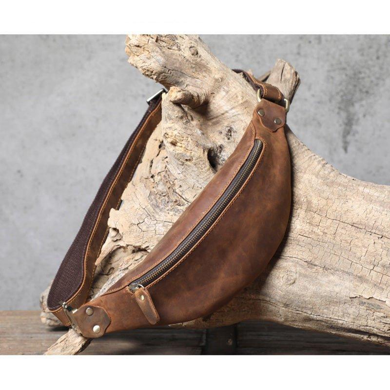 Men's Cowhide Leather Simple Sling Bag