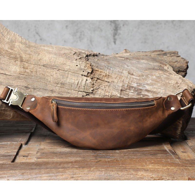 Men's Cowhide Leather Simple Sling Bag