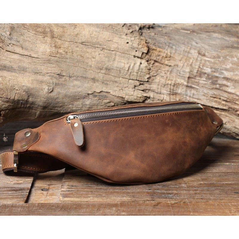 Men's Cowhide Leather Simple Sling Bag