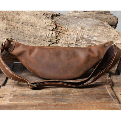 Men's Cowhide Leather Simple Sling Bag