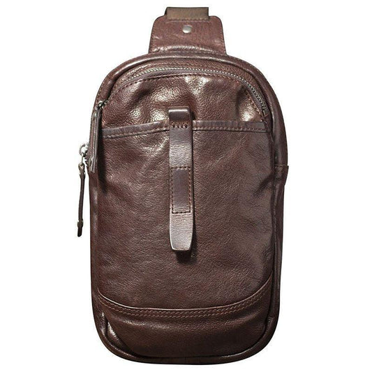 Mens Cross Body Sling Bag Cowhide Leather