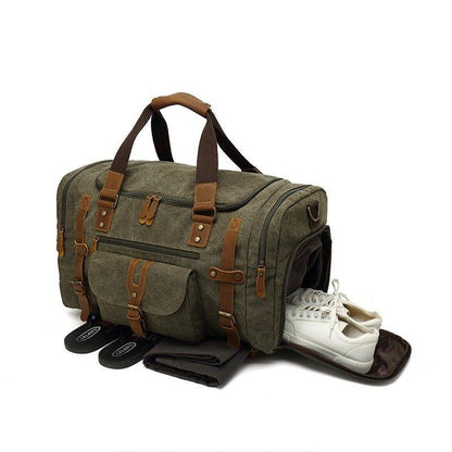 Mens Duffle Bag Canvas for Gym with Shoe Pocket