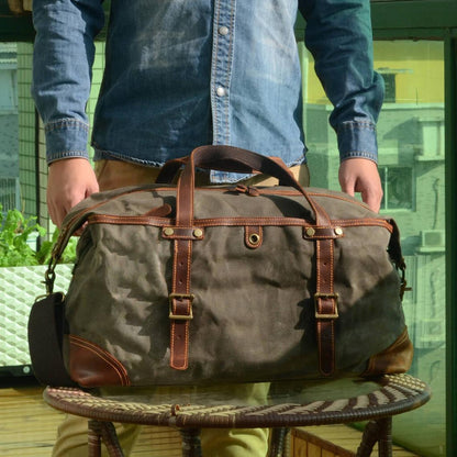 Large Waxed Canvas Travel Duffle Bag