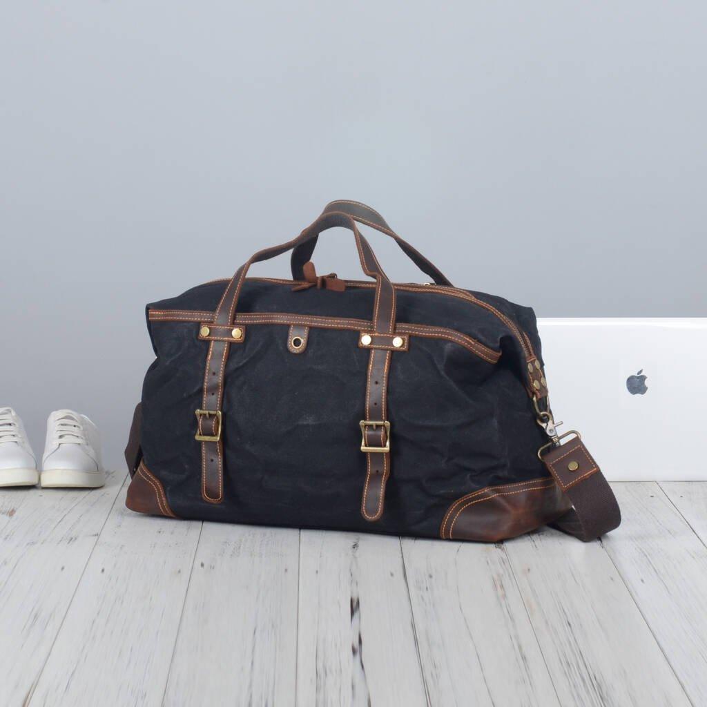 Large Waxed Canvas Travel Duffle Bag