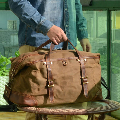 Large Waxed Canvas Travel Duffle Bag