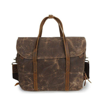 Woosir Mens Laptop Briefcase 14 inch Waxed Canvas