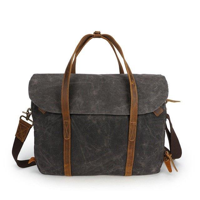 Woosir Mens Laptop Briefcase 14 inch Waxed Canvas