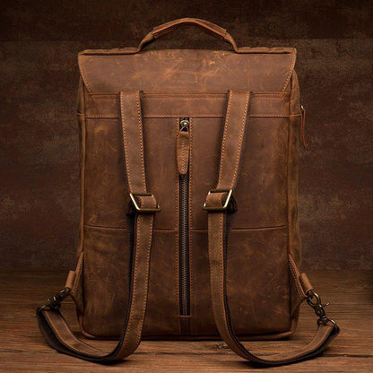 Woosir Mens Leather Backpack with Laptop Compartment