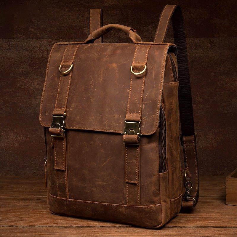 Woosir Mens Leather Backpack with Laptop Compartment