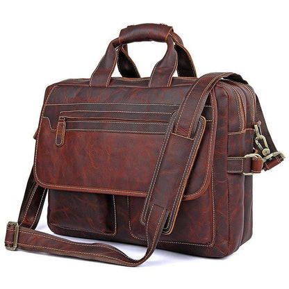 Mens Leather Briefcase Messenger Bag 14 Inches