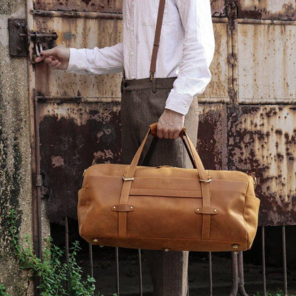 Mens Vintage Leather Duffle Bag