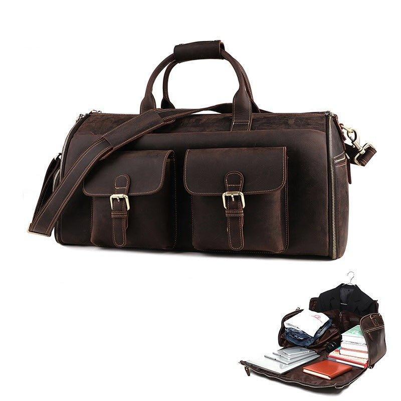 Woosir Mens Leather Garment Bag for Travel Business