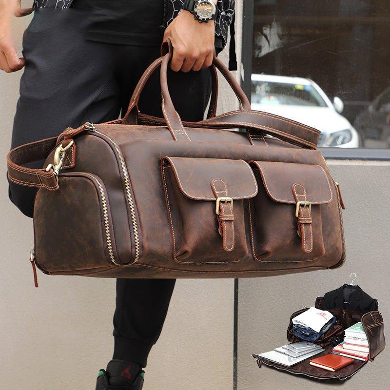 Woosir Mens Leather Garment Bag for Travel Business