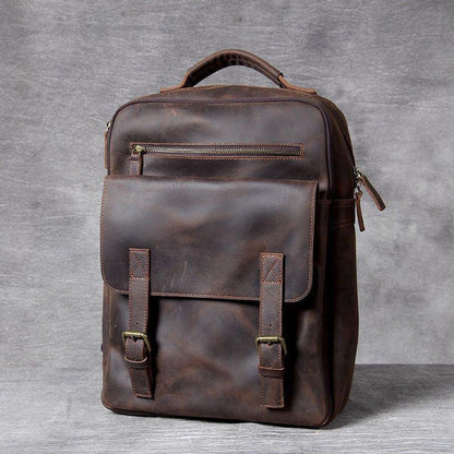 Mens Leather Laptop Backpack for Business