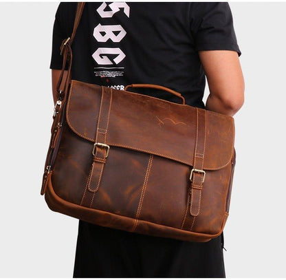 Woosir Mens Leather Laptop Messenger Bag