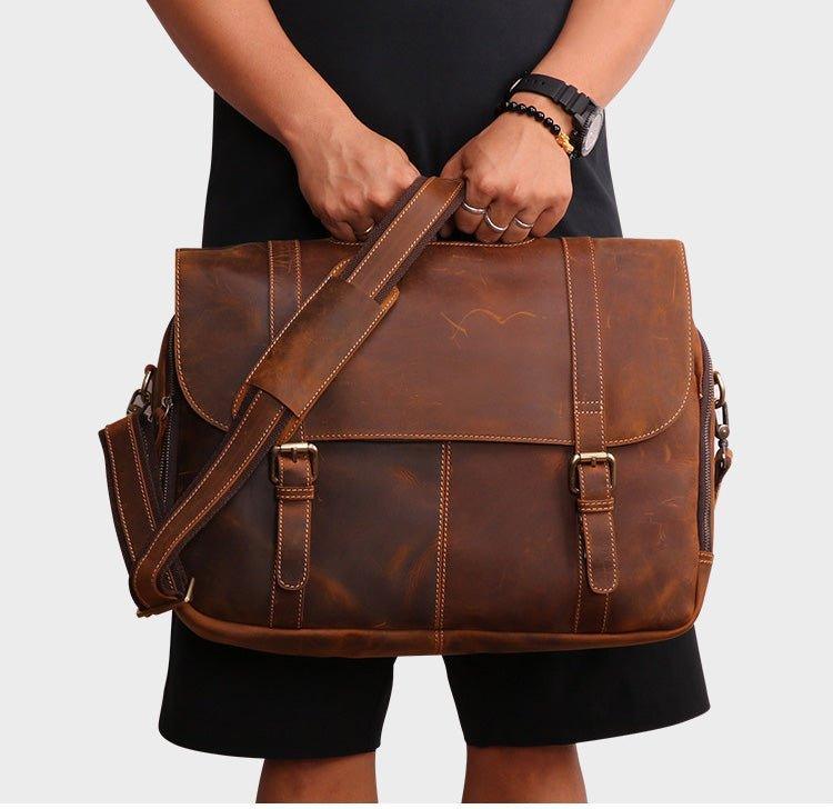 Woosir Mens Leather Laptop Messenger Bag