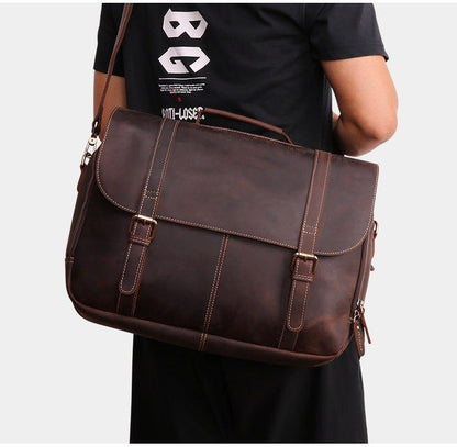 Woosir Mens Leather Laptop Messenger Bag