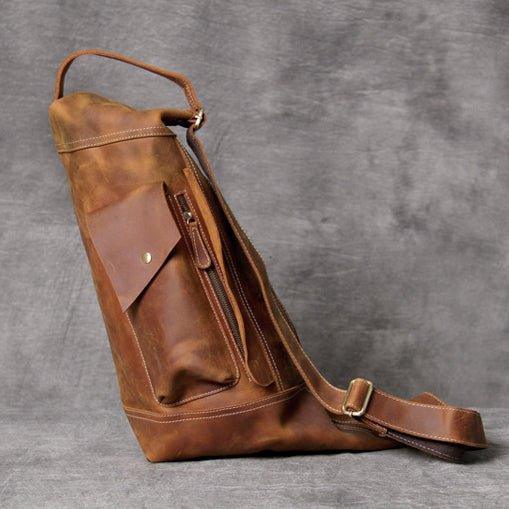 Mens Leather Sling Backpack