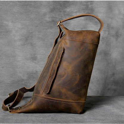 Mens Leather Sling Backpack