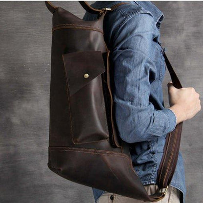 Mens Leather Sling Backpack