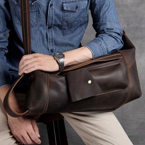 Mens Leather Sling Backpack