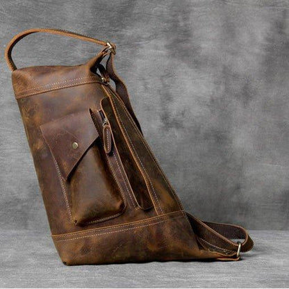 Mens Leather Sling Backpack